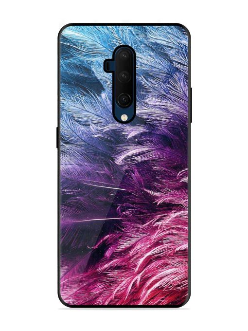 Light Grey Feather Background Glossy Metal Phone Cover for Oneplus 7T Pro Zapvi