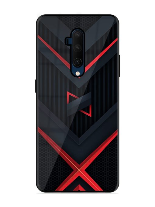 Red Gray Abstract Glossy Metal Phone Cover for Oneplus 7T Pro Zapvi