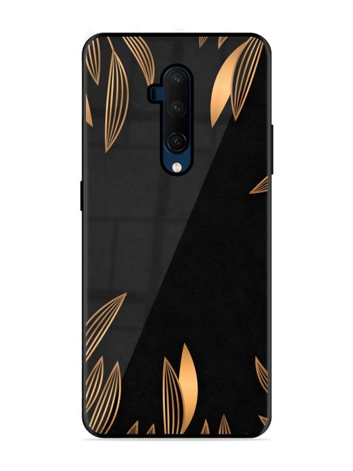 Golden Leaf Pattern Glossy Metal Phone Cover for Oneplus 7T Pro