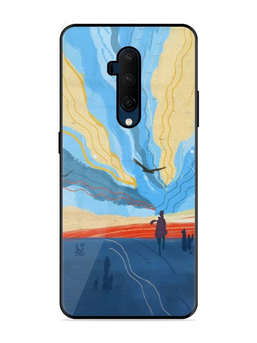 Minimal Abstract Landscape Glossy Metal Phone Cover for Oneplus 7T Pro