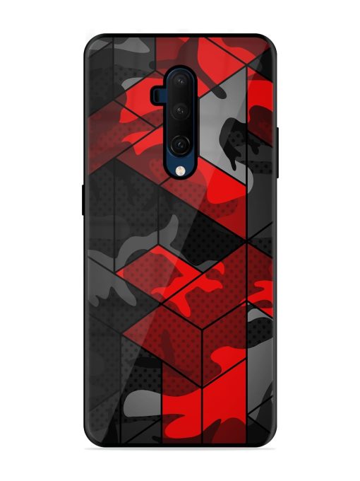 Royal Red Camouflage Pattern Glossy Metal Phone Cover for Oneplus 7T Pro Zapvi