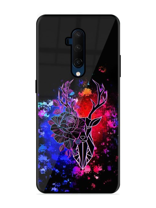 Floral Deer Art Glossy Metal Phone Cover for Oneplus 7T Pro Zapvi