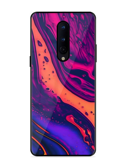 Fluid Blue Pink Art Glossy Metal Phone Cover for Oneplus 8