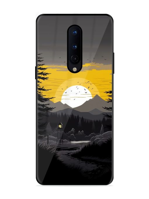 Sunset Vector Glossy Metal Phone Cover for Oneplus 8 Zapvi