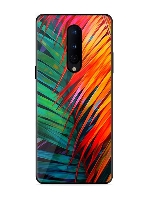 Painted Tropical Leaves Glossy Metal Phone Cover for Oneplus 8 Zapvi