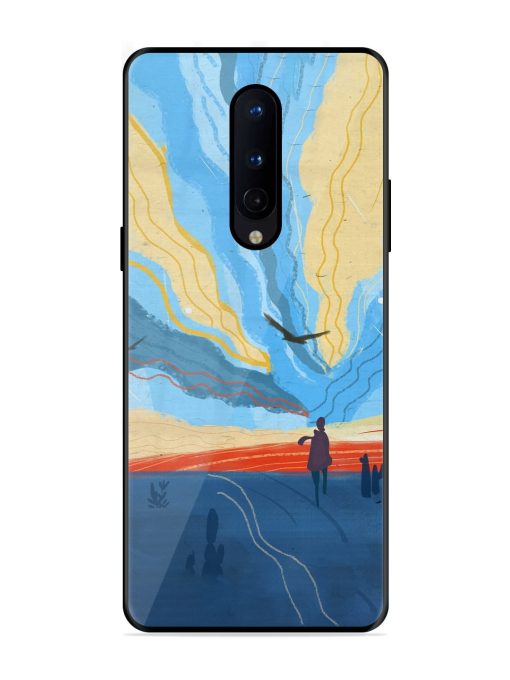 Minimal Abstract Landscape Glossy Metal Phone Cover for Oneplus 8 Zapvi