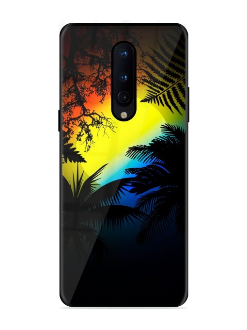 Colorful Sunset With Palm Trees Glossy Metal Phone Cover for Oneplus 8 Zapvi