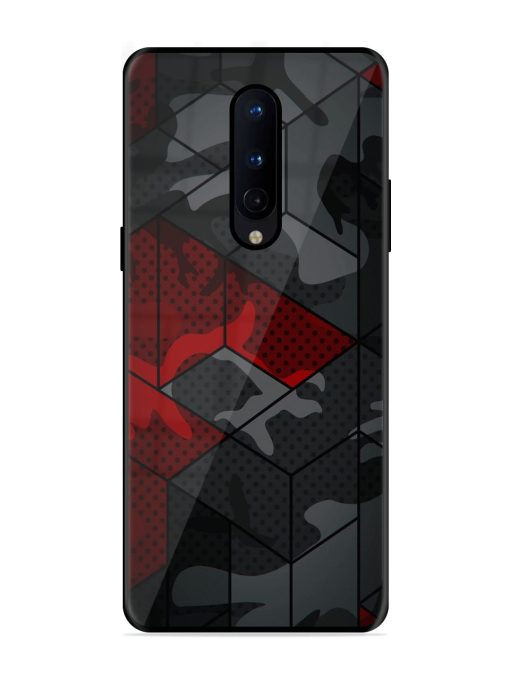 Red And Grey Pattern Glossy Metal Phone Cover for Oneplus 8 Zapvi