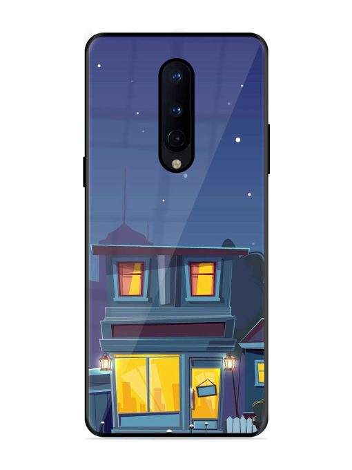 Vector Night House Glossy Metal Phone Cover for Oneplus 8