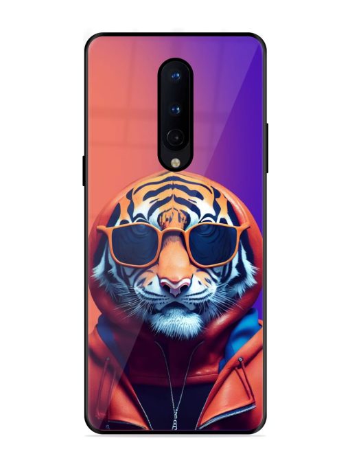 Tiger Animation Glossy Metal Phone Cover for Oneplus 8 Zapvi