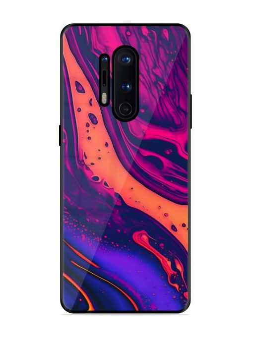 Fluid Blue Pink Art Glossy Metal Phone Cover for Oneplus 8 Pro Zapvi