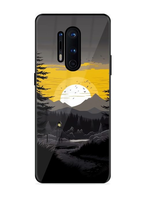 Sunset Vector Glossy Metal Phone Cover for Oneplus 8 Pro Zapvi