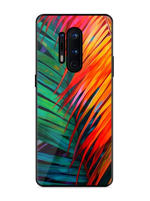 Painted Tropical Leaves Glossy Metal Phone Cover for Oneplus 8 Pro Zapvi