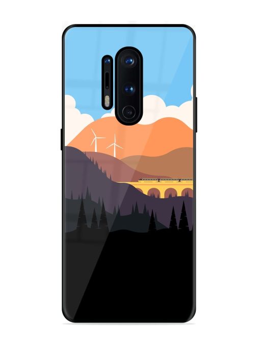 Minimal Mountain Vector Glossy Metal Phone Cover for Oneplus 8 Pro Zapvi