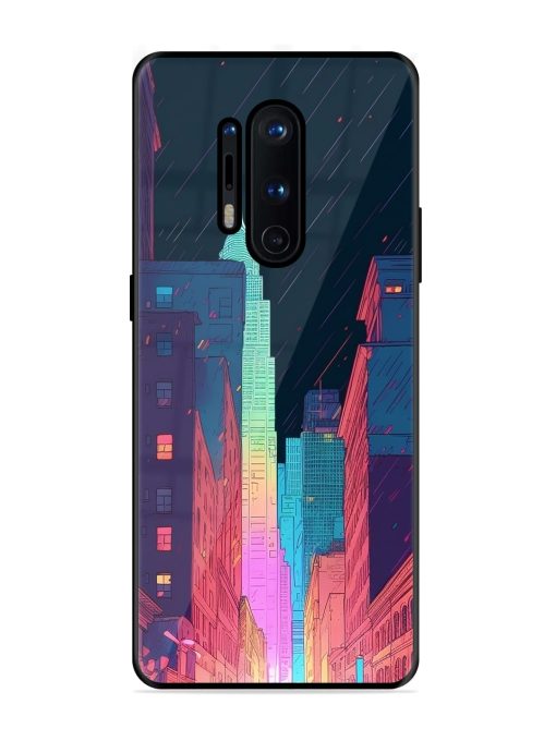 Minimal City Art Glossy Metal Phone Cover for Oneplus 8 Pro Zapvi