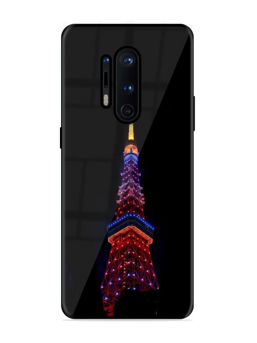 Eiffel Tower Night View Glossy Metal Phone Cover for Oneplus 8 Pro Zapvi