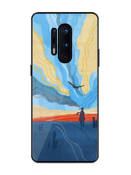 Minimal Abstract Landscape Glossy Metal Phone Cover for Oneplus 8 Pro Zapvi