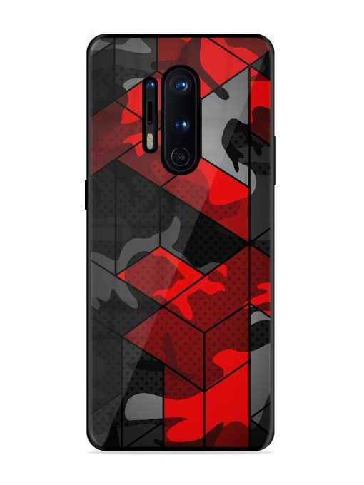 Royal Red Camouflage Pattern Glossy Metal Phone Cover for Oneplus 8 Pro Zapvi