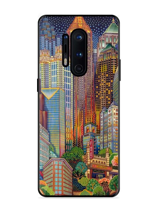 Cityscapes Art Glossy Metal Phone Cover for Oneplus 8 Pro Zapvi