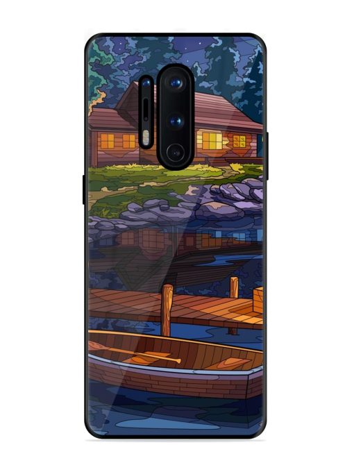 Village Night Scene Glossy Metal Phone Cover for Oneplus 8 Pro Zapvi