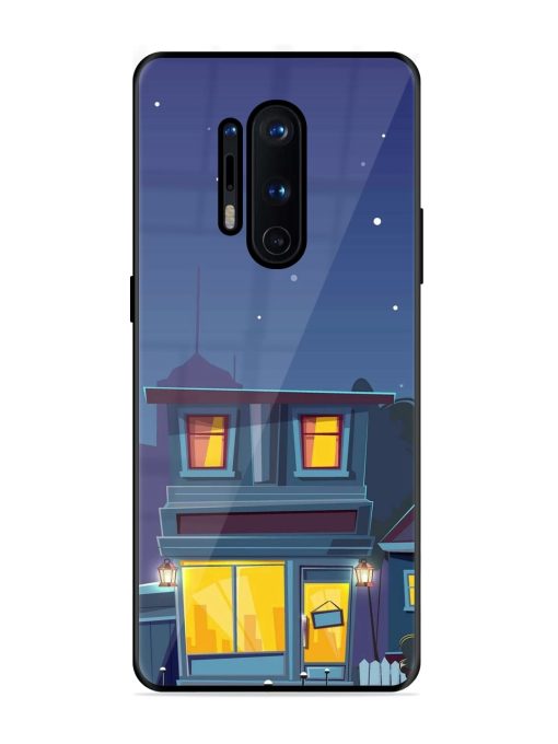 Vector Night House Glossy Metal Phone Cover for Oneplus 8 Pro Zapvi