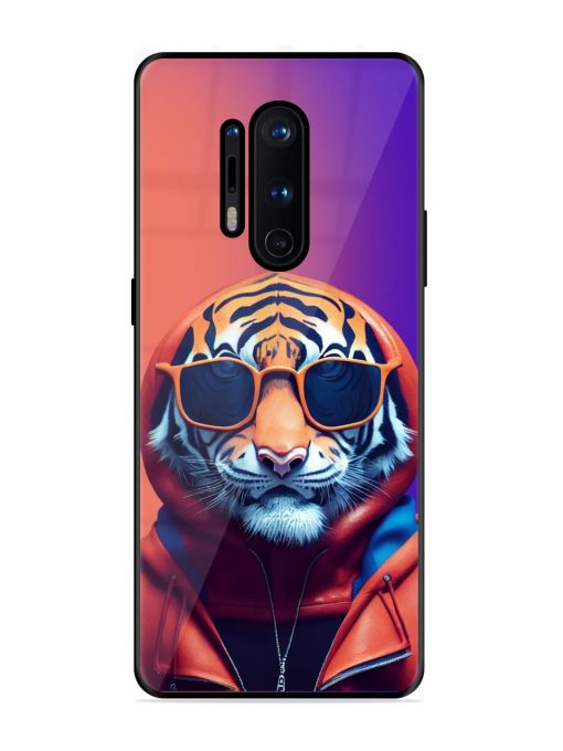 Tiger Animation Glossy Metal Phone Cover for Oneplus 8 Pro Zapvi