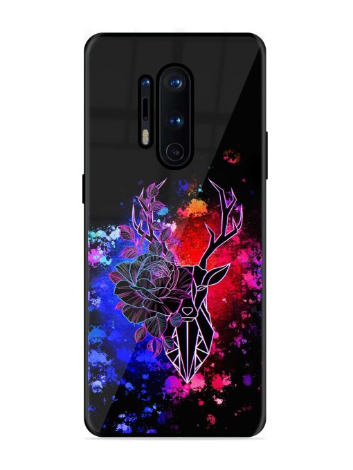 Floral Deer Art Glossy Metal Phone Cover for Oneplus 8 Pro