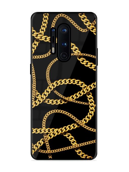 Decorative Golde Chain Glossy Metal Phone Cover for Oneplus 8 Pro Zapvi