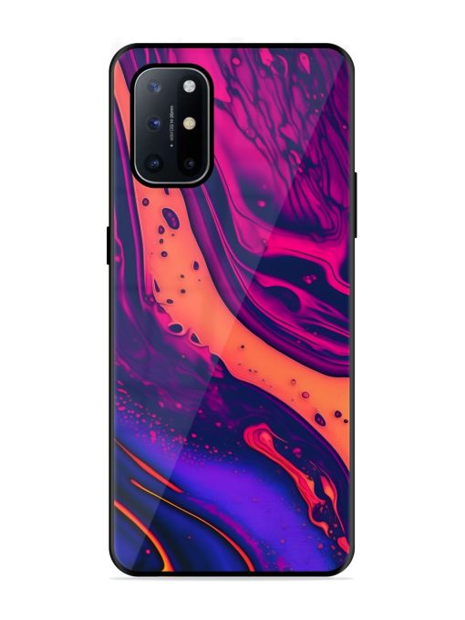 Fluid Blue Pink Art Glossy Metal Phone Cover for Oneplus 8T (5G) Zapvi