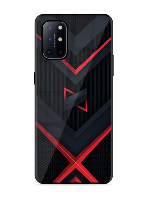 Red Gray Abstract Glossy Metal Phone Cover for Oneplus 8T (5G) Zapvi