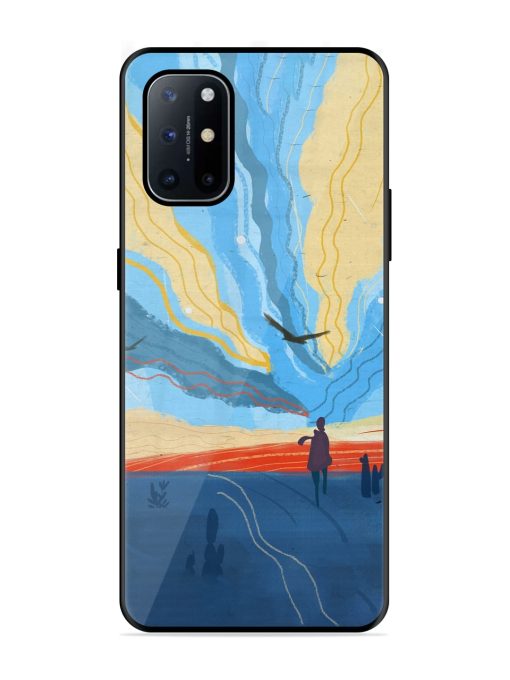 Minimal Abstract Landscape Glossy Metal Phone Cover for Oneplus 8T (5G)