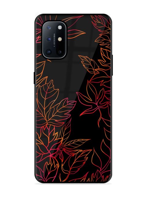 Red Floral Pattern Glossy Metal Phone Cover for Oneplus 8T (5G) Zapvi