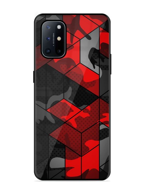 Royal Red Camouflage Pattern Glossy Metal Phone Cover for Oneplus 8T (5G)