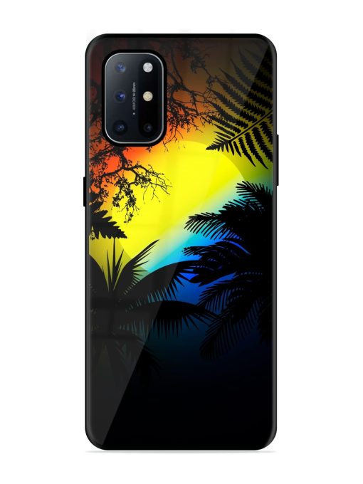 Colorful Sunset With Palm Trees Glossy Metal Phone Cover for Oneplus 8T (5G)