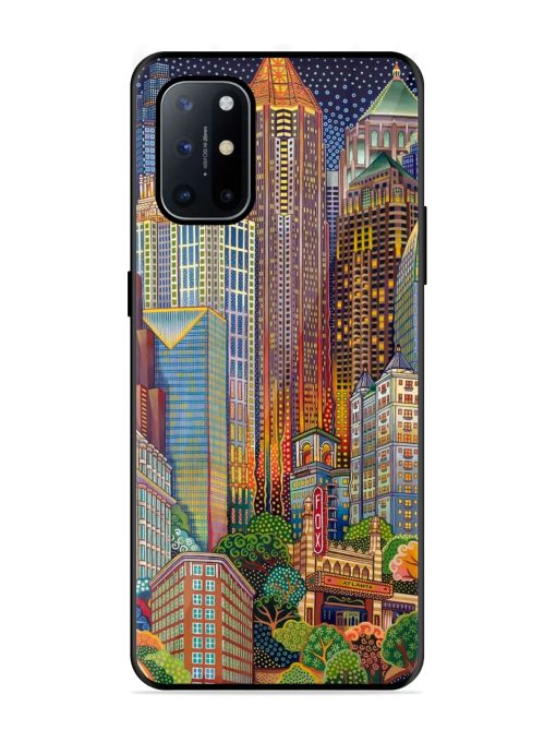 Cityscapes Art Glossy Metal Phone Cover for Oneplus 8T (5G) Zapvi