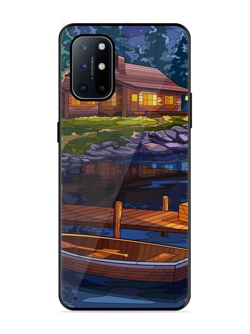 Village Night Scene Glossy Metal Phone Cover for Oneplus 8T (5G)