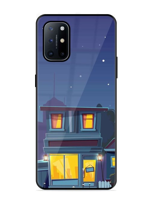 Vector Night House Glossy Metal Phone Cover for Oneplus 8T (5G) Zapvi