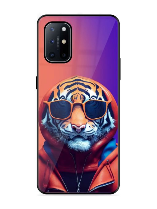 Tiger Animation Glossy Metal Phone Cover for Oneplus 8T (5G) Zapvi