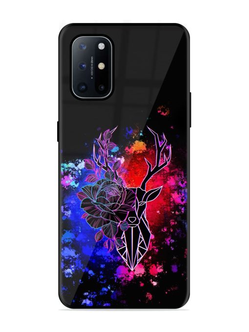 Floral Deer Art Glossy Metal Phone Cover for Oneplus 8T (5G)