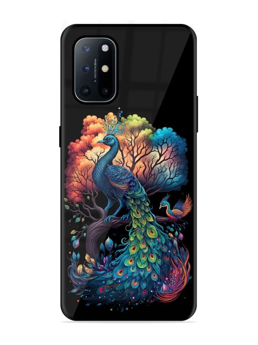 Peacock Tree Art Glossy Metal Phone Cover for Oneplus 8T (5G) Zapvi