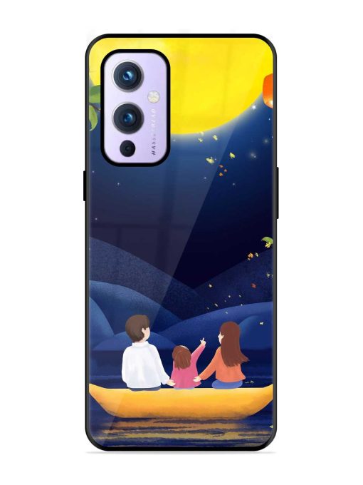 Happy Family And Beautiful View Glossy Metal Phone Cover for Oneplus 9 (5G) Zapvi