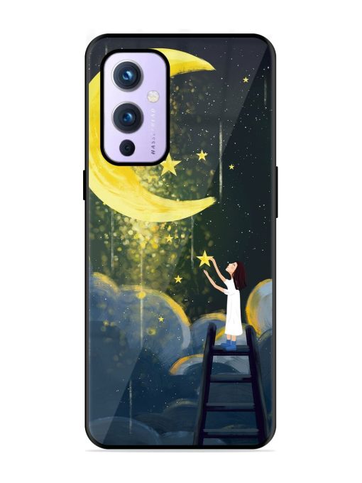 Moonlight Healing Night Illustration Glossy Metal TPU Phone Cover for Oneplus 9 (5G)