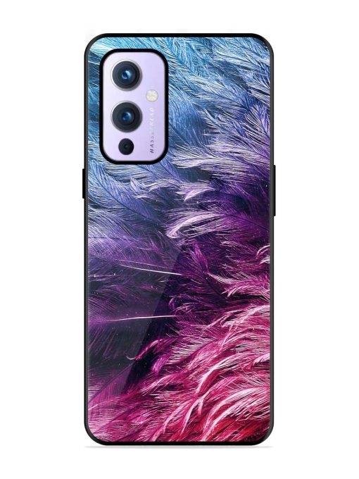 Light Grey Feather Background Glossy Metal Phone Cover for Oneplus 9 (5G)