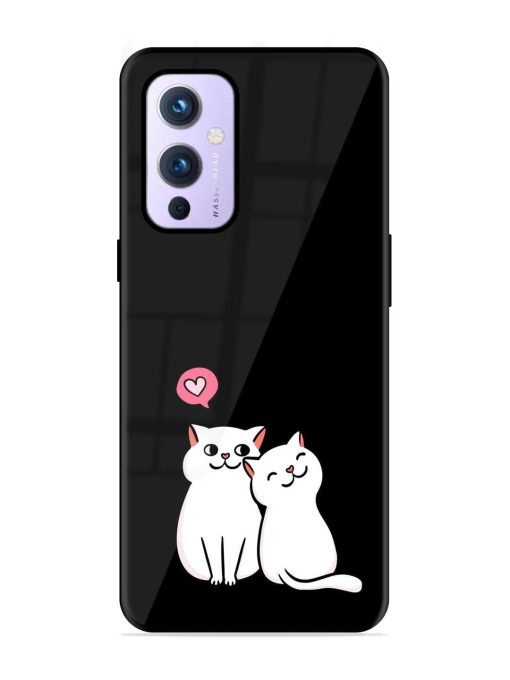 Cat Love Glossy Metal Phone Cover for Oneplus 9 (5G)