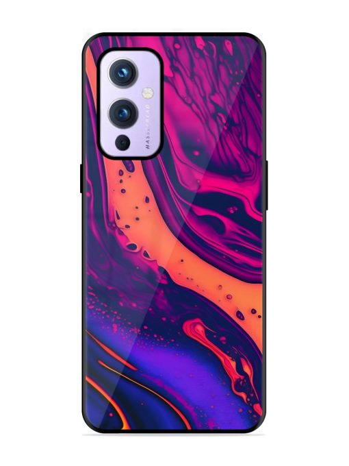 Fluid Blue Pink Art Glossy Metal Phone Cover for Oneplus 9 (5G) Zapvi