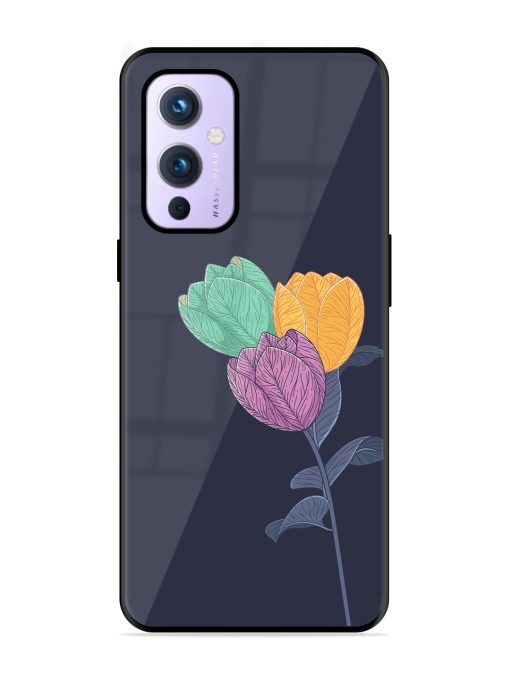 Flower Vector Glossy Metal Phone Cover for Oneplus 9 (5G)