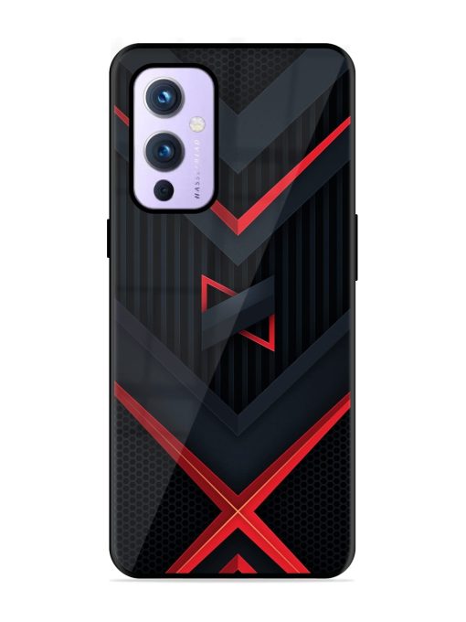 Red Gray Abstract Glossy Metal Phone Cover for Oneplus 9 (5G)