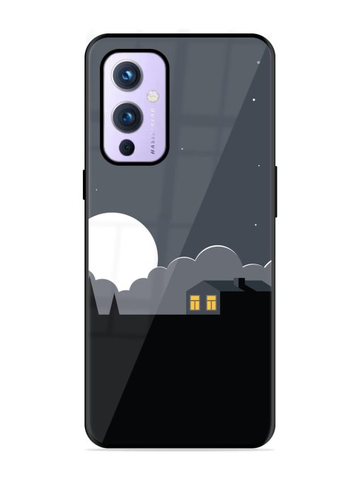 Full Moon Vector Art Glossy Metal Phone Cover for Oneplus 9 (5G)