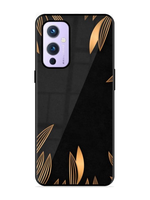 Golden Leaf Pattern Glossy Metal Phone Cover for Oneplus 9 (5G) Zapvi