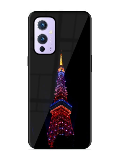 Eiffel Tower Night View Glossy Metal Phone Cover for Oneplus 9 (5G) Zapvi